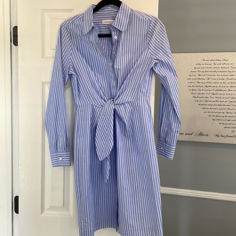 Calvin Klein Shirt Dress with wrap look. Size 4. Never worn.